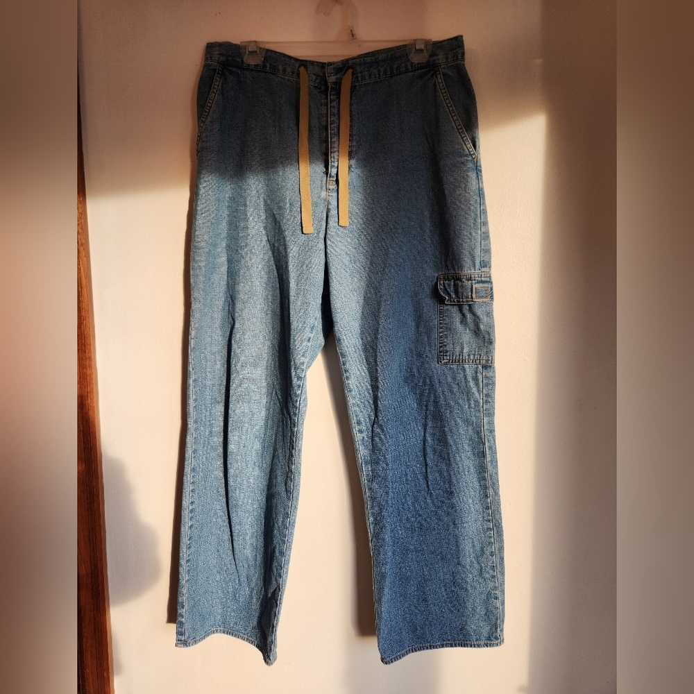 🌸Vintage Relativity petite wide leg denim cargo pants size 12P
